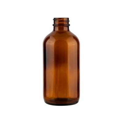 8 Ounce AMBER Boston Round Glass Bottle with 28/400 neck finish 