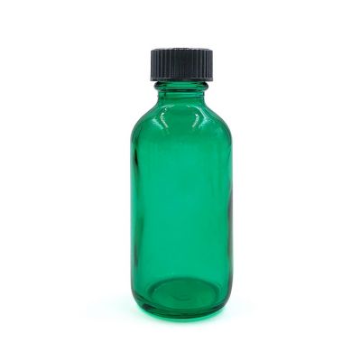 Aromatherapy Packing 60ml 2 Ounces Green Glass Boston Round Bottle With 20/400 