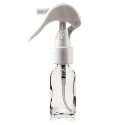 Boston Round Glass Bottle 1 oz Clear - w/ Mini Trigger Spray 