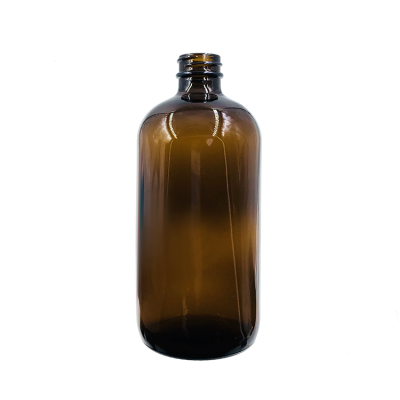 Factory price 16 oz amber boston round glass bottle with trigger spray 
