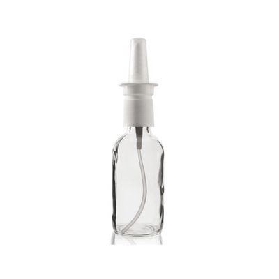 High Quality 2 oz CLEAR Boston Round Glass Bottle - w/ Nasal Sprayer 