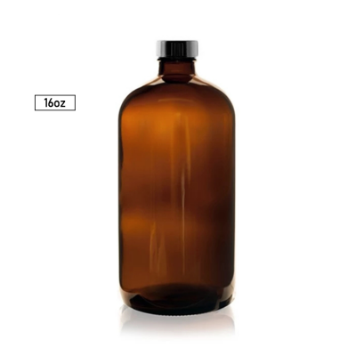 Kombucha Drinking Bottle 16 oz Boston Round Glass Bottle Amber With Poly Seal Cone Cap 