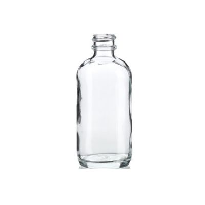 4 oz CLEAR Boston Round Glass Bottle with 22-400 neck finish 