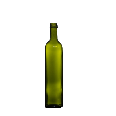 Hot sale 500ml empty Square dark green glass olive oil bottles with cap/cooking oil glass bottle 