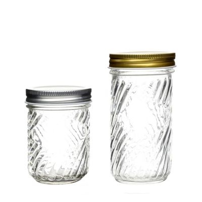 8oz 12oz custom decorative pattern mason jars with screw metal cap 