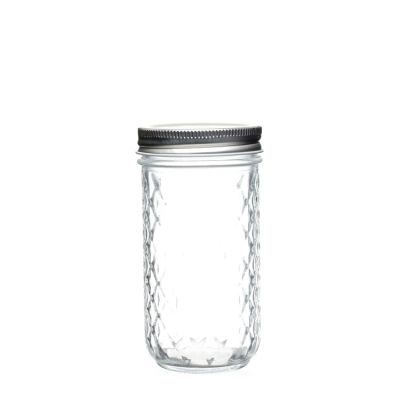 Fancy 100ml 4 8 12 16 oz storage mason jar with screw lid wide mouth glass jar