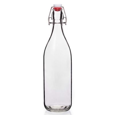 Recycled ECO Friendly Round Clear Swing Top Glass Soft Drink Bottle 