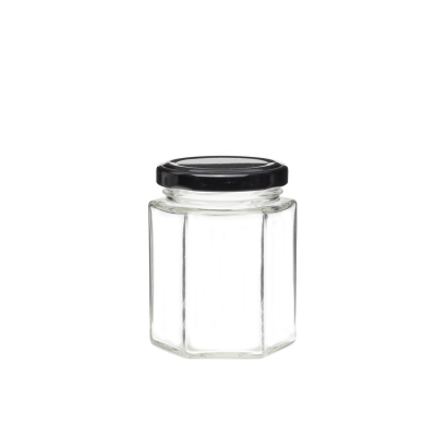 Mixed Size Custom Food Grade Wholesales Glass Hex Jar for Honey with Lid 