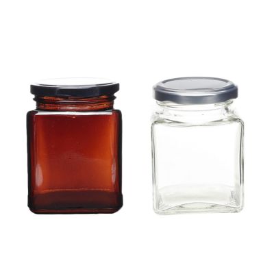 new 50ml - 750ml top quality square honey glass jar for storage cookies 
