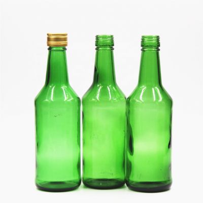 350ml green color spirits glass bottle with aluminum caps 