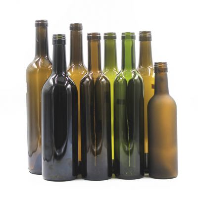 Round Shape 750ML Green Bordeaux Glass Wine Bottle 