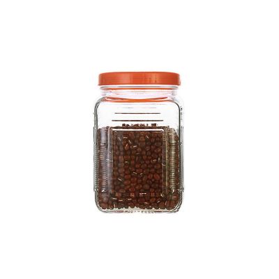800ml square glass rice storage food jar with plastic lid 