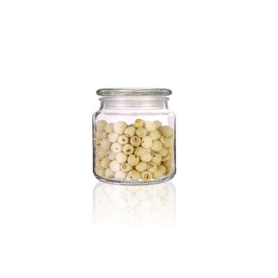 Durable stocked wide mouth glass storage jar with glass lid 