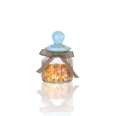 20 oz 600 ml Home Use Ribbed Elegant Wedding Sweet Candy Glass Jar 