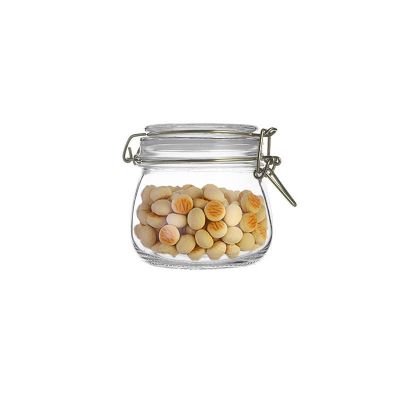Logo OEM printing 500ml empty airtight fancy glass jars and lids for honey storage 
