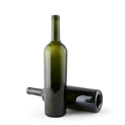 High-quality classic exquisite stocked practical dark green 750ml glass wine bottle with cork 