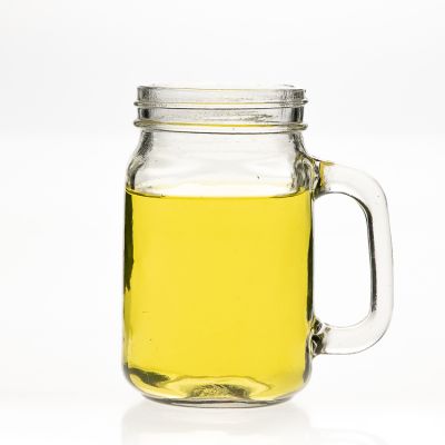 300ml Beverage Drinking Packaging Clear Glass Mason Jar with Handle