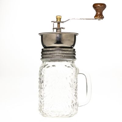 420ml Engraving Square Drinking Bottles 6oz Square Glass Mason Jar with Handle and Coffee Ground cover 