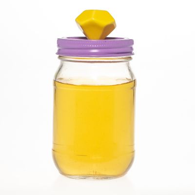China Supplier Wholesale Honey Jam Container Bottles 400 ml 13 oz Glass Mason Jar with Decorative lids 
