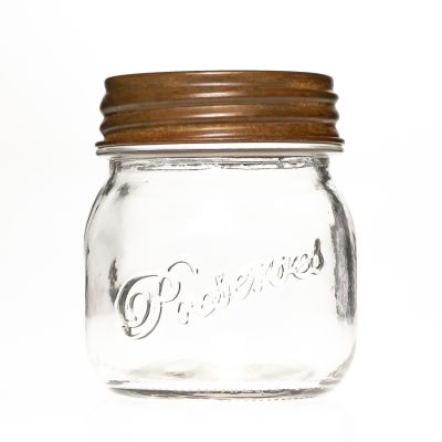Embossed Letter Printed 280ml Food Storage Container Empty Glass jar for Honey Jam Jelly Sauce 