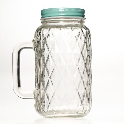 Factory Price Wholesale 700ml Engraving Beverage Cup Large Glass Mason Jar with Handle and Straw 