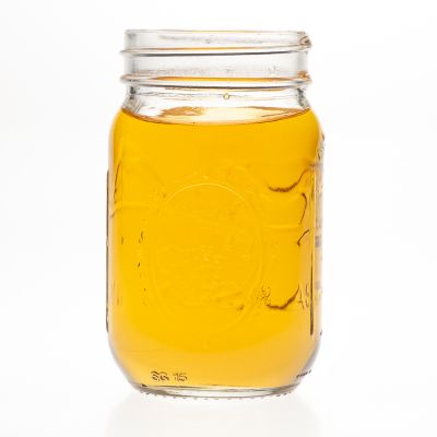 Manufacturer Wholesale Empty Beverage Drinking Bottles 480 ml 16 oz Empty Glass Mason Jar with Screw Neck 