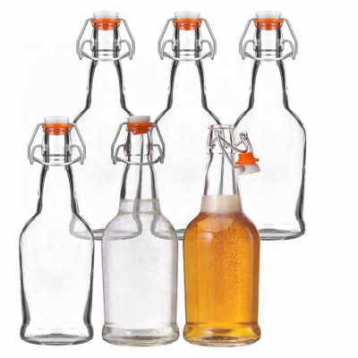 16oz glass kombucha bottle with Swing Top Cap For Home Brewing 