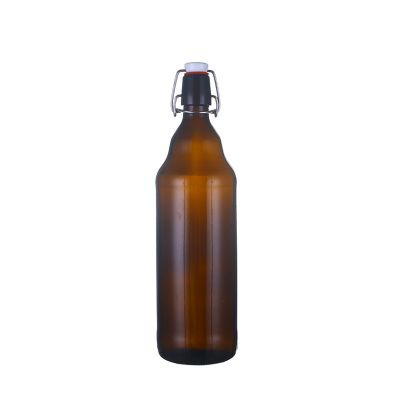 1000ml 500ml 300ml amber round glass beer bottle with swing top 