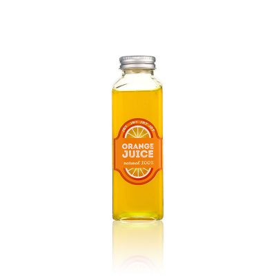 350ml 330ml 12oz Wide Mouth Clear Empty Glass French Square Orange Juice Bottle 