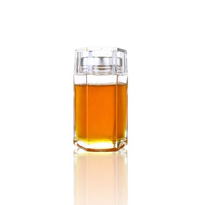 300 ml 500 gram luxury clear hexagon glass jar for honey jam with lids 