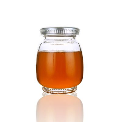 350ml 12oz clear round jam honey glass jar with silver metal lid 