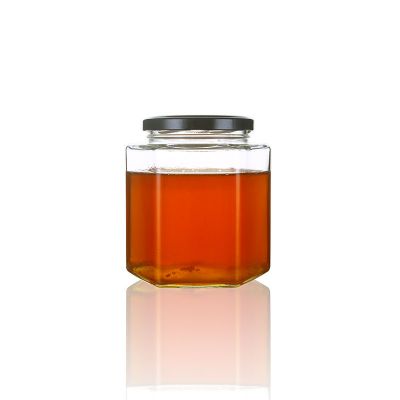 700ml 500ml 400ml 300ml 200ml 100ml 80ml 30ml hexagon empty glass honey jars with black lid 