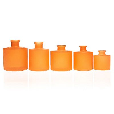 50ml 100ml 200ml Round Frosted Matte Orange Diffuser Air 150ml Glass Bottle with Rattan Stick 