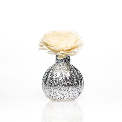 Fancy Design Shiny Silver Round Ball Shaped 130ml Aroma Reed Diffuser Glass Bottle with Attar Stick 