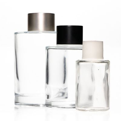 Custom Design Logo Printing 30 ml Round Car Fragrance Bottles 1 oz Clear Glass Reed Diffuser Bottle 