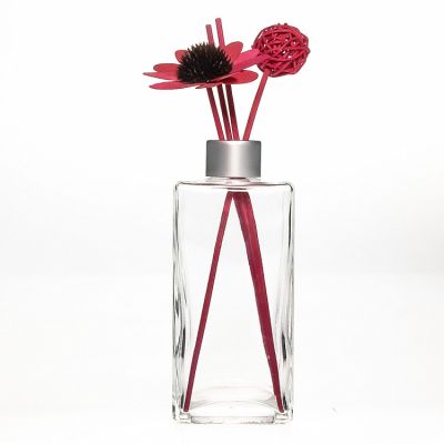 350ml Empty Square Reed Diffuser Glass Bottle with Diffuser Flower 