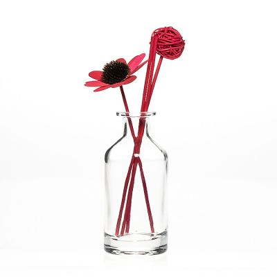 Home Decorative 300ml Round Clear Flower Crystal Glass Vase with Reed Diffuser Paper Flower 