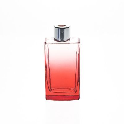 Home Use 100ml Square Red Color Air Freshener Bottles Glass Liquid Fragrance Diffuser Bottle with Hole cap 
