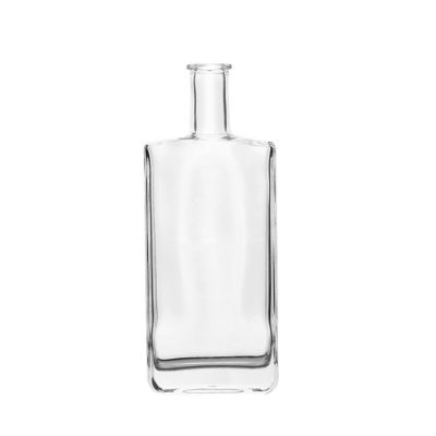 500ml Flat Square Clear Liquor Vodka Glass Bottle with Cork Top 