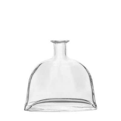Free Sample Flat Unique Shape 700ml Super Flint Glass Liquor Bottles with Cork Top 