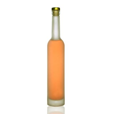 Wholesale 500ml 18 oz long neck logo OEM frosted glass wine bottle price 