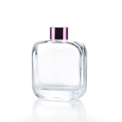 200ml Clear Empty Attar Reed Diffuser Square Glass Bottle with Hole Cap 