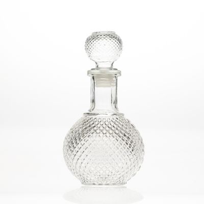 500ml Crystal Ball Shaped Whisky Bottles 17oz Clear Liquor Wine Glass Bottle with Glass Stopper