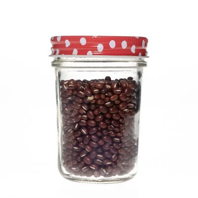 Kitchen use 200ml 400ml Round Empty food packaging container glass mason jar with Metal lid