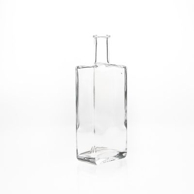 480ml Flat Square Shape Crystal Transparent Glass Spirit bottle for whisky / vodka / brandy