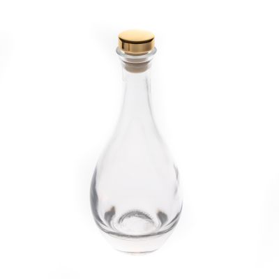 Custom 500ml High Transparent Clear Empty Round Belly Glass Spirit Wine Bottle with Rubber Stopper