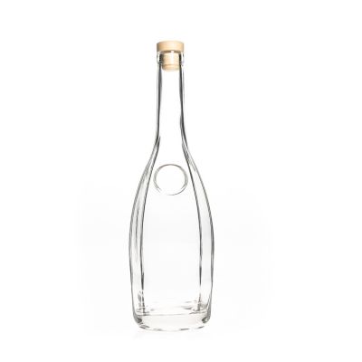 Custom Logo Printing 750ml Crystal Brewing Wine Bottles Glass Vodka Whisky Beer Alcohol Bottle Wholesale