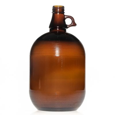 Customized Design 4L Large Capacity Round California Type Empty Beer Growler Glass Wine Bottle with Handle 