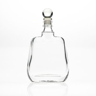 OEM 100ml Small Fancy Empty Wine Packaging Clear Crystal Glass Spirit Bottle with Glass Cork Stopper