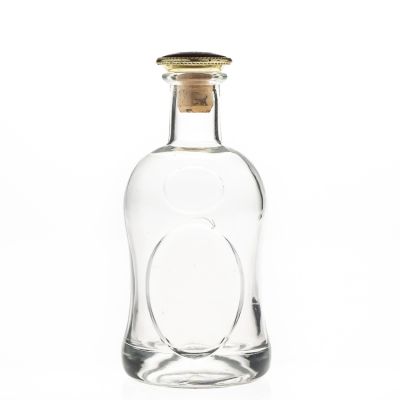 Fancy Logo Design Glasses 350ml 12oz Unique Shaped Empty Crystal Glass Liquor / Spirit Bottle for Whisky